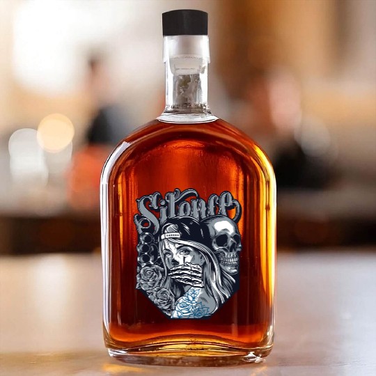 silence Chicano Vintage Design Whiskey Bottles