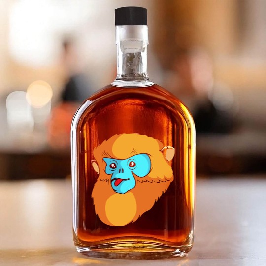 Cute Monkey Face Golden Snub Nosed Monkey Lover Whiskey Bottles
