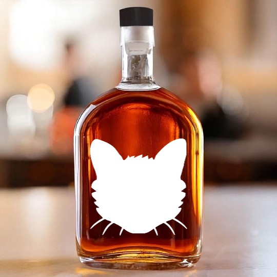 Cat Face Silhouette Kitten Head Outline Outline Whiskey Bottles