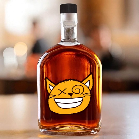 Crazy Cat Weird Funny Eyes Cool Grimace Cartoon Whiskey Bottles