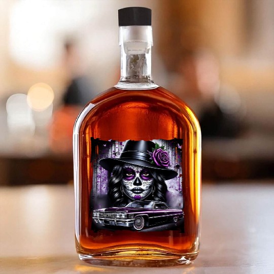 lowrider catrina Sugar skull Whiskey Bottles