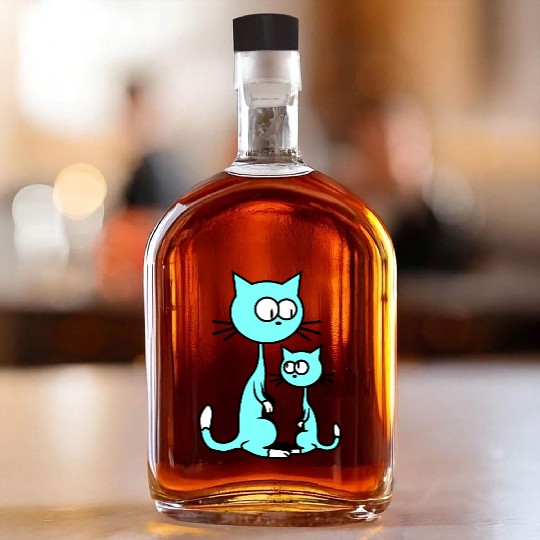 2 Curious Cats Looking Funny Mom Dad Little Kid Whiskey Bottles