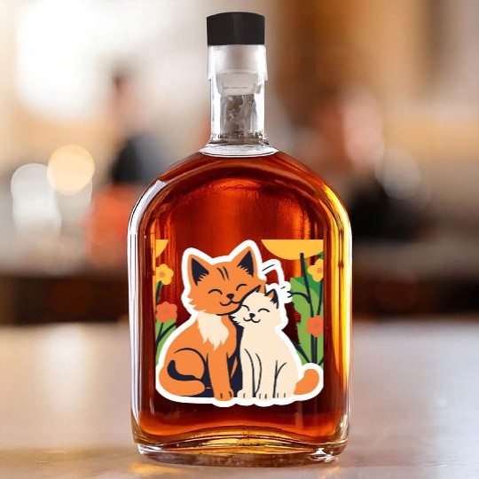 3d cat dou sweet and joyful Whiskey Bottles