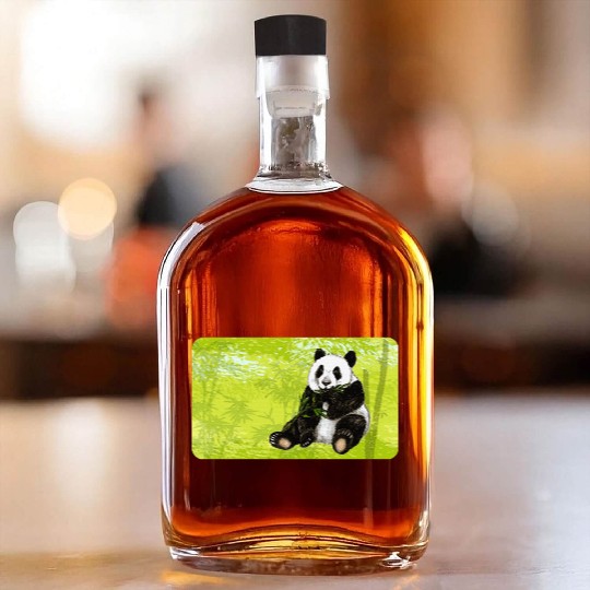 Cute panda bear with bamboo - design for kids Whiskey Bottles