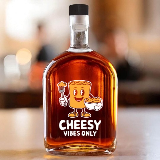 Cheesy Vibes Only Cartoon Delight Whiskey Bottles