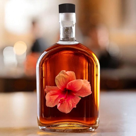 Orange colour hibiscus flower Whiskey Bottles