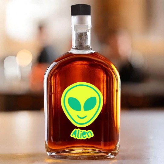 green alien Whiskey Bottles