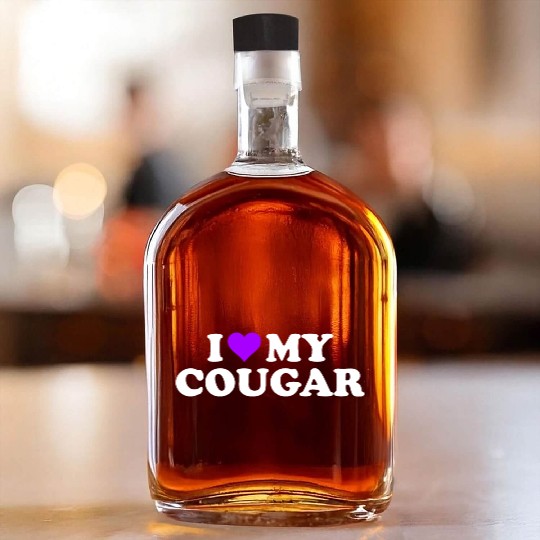 I Love Cougars Cougar Humor Valentine's Day 3BK4 Whiskey Bottles