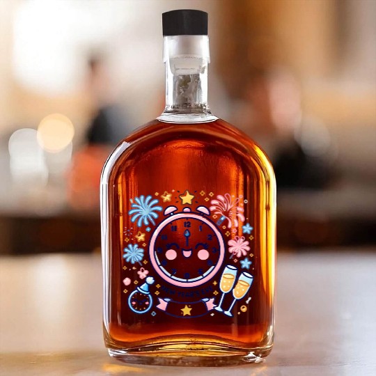 Celebrate New Year's Eve, Fun Clock and Fireworks Whiskey Bottles