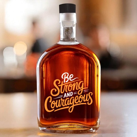 "Be Strong and Courageous" Motivational Typography Whiskey Bottles