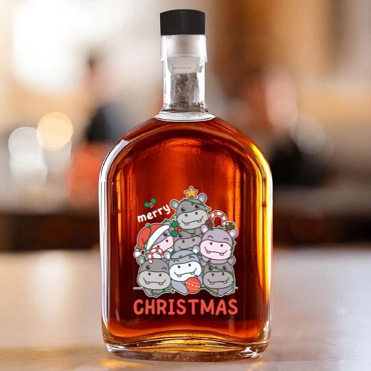 Hippo Christmas Tree Merry Christmas Whiskey Bottles