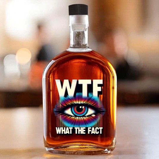 WTF What The Fact Funny Science Eye Illusion Pun Whiskey Bottles