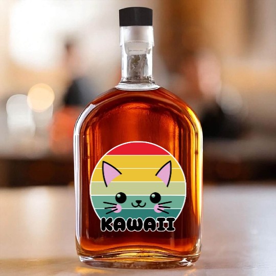 Kawaii Cat Face, Cat Lovers Whiskey Bottles