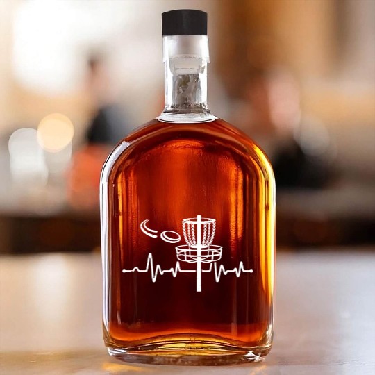 Disc Golfer Disc Golfing - Disc Golf Heartbeat Whiskey Bottles