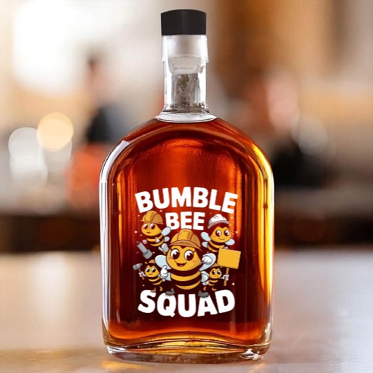 Fun Bumblebee Squad Cartoon Art Whiskey Bottles