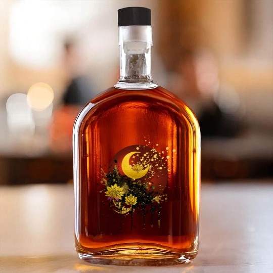 Celestial Lotus Moon Spray Design Whiskey Bottles