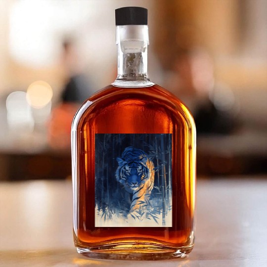 Majestic Tiger in the Bamboo Forest Whiskey Bottles