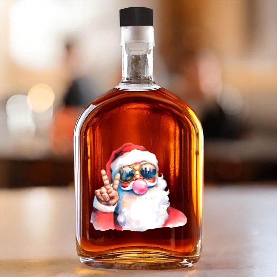 Retro Santa Christmas Blowing Bubble Whiskey Bottles