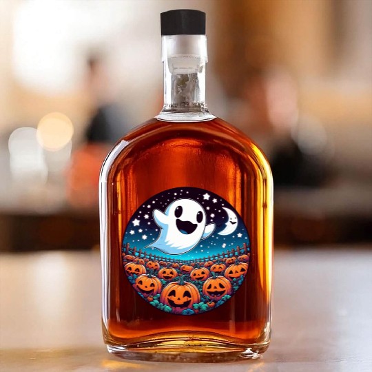Friendly Ghost in the Pumpkin Patch Whiskey Bottles