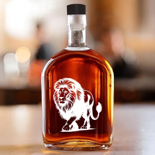 Lion With Mane Large African Cat Of Prey Whiskey Bottles