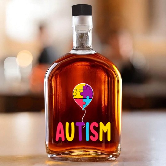 Autism Awareness Balloon - Spread Love and Support Whiskey Bottles