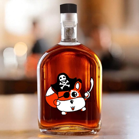 Little Cute Captain Fox Pirate Animal Eye Patch Whiskey Bottles