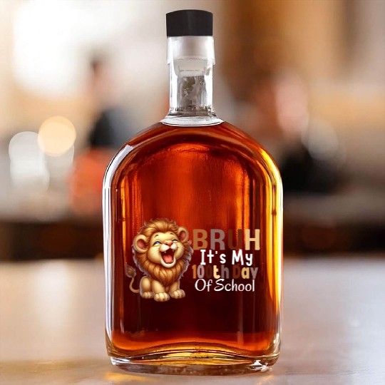 Bruh 100th Day of School Cute Lion Design for Kids Whiskey Bottles