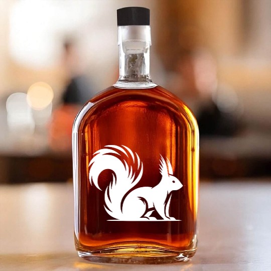 Wild Cute Squirrel Children Drawing Whiskey Bottles