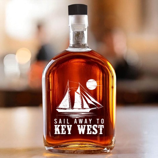 Florida SAIL AWAY TO KEY-WEST Florida Keys Whiskey Bottles