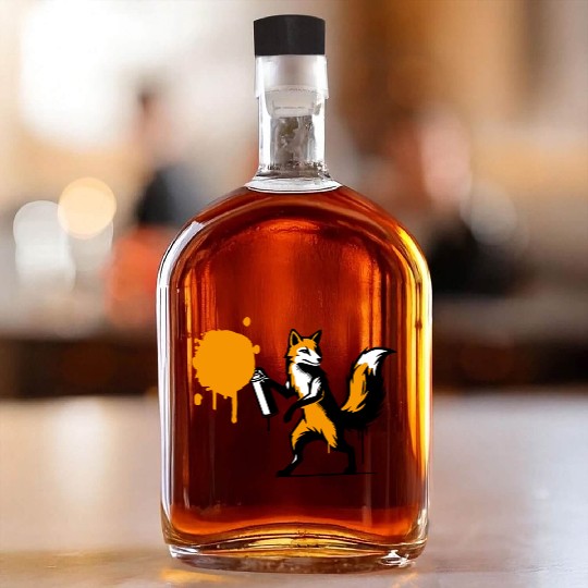 Graffiti Fox in Creative Stencil Style Whiskey Bottles