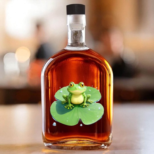 Cheerful Frog on Lily Pad Whiskey Bottles