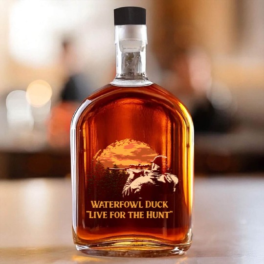 Waterfowl Duck Live for the Hunt Cast Around Whiskey Bottles