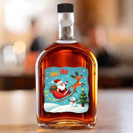Santa Clause waving " HO-HO" Whiskey Bottles