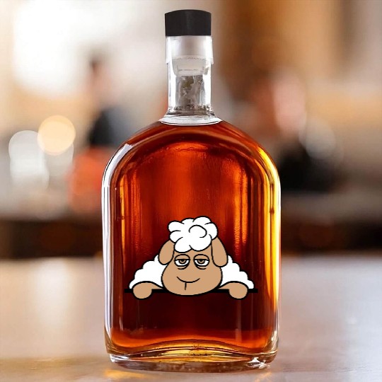 Sheep Tired Bored Behind Fence Wall Sign Looking Whiskey Bottles