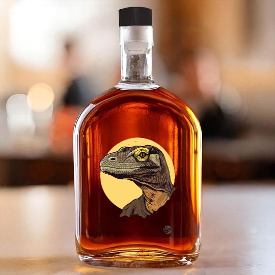 Realistic Komodo Dragon Portrait Whiskey Bottles