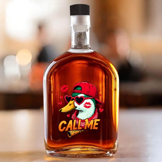 Call Me Duck Valentines Duck Hunting Lover Whiskey Bottles