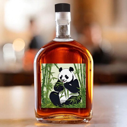 Chill Panda Eating Bamboo Cute Relaxed Design Whiskey Bottles