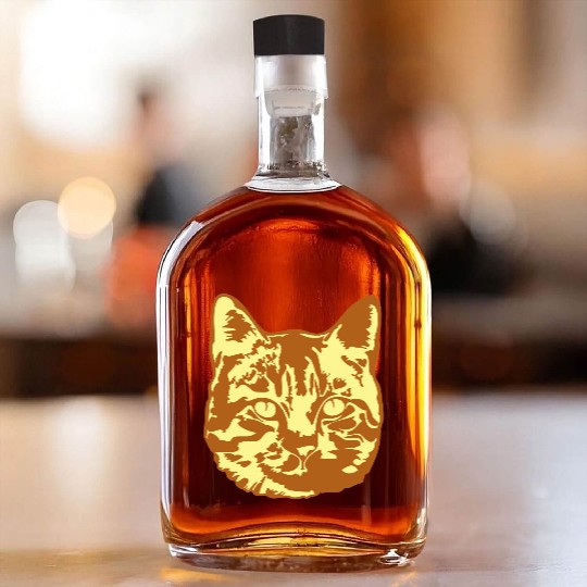 Cat Lover Realistic Pet Face Cute Cool Kitten Head Whiskey Bottles