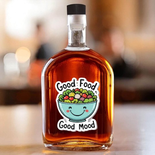 Good Food, Good Mood: Positive Eating Design Whiskey Bottles