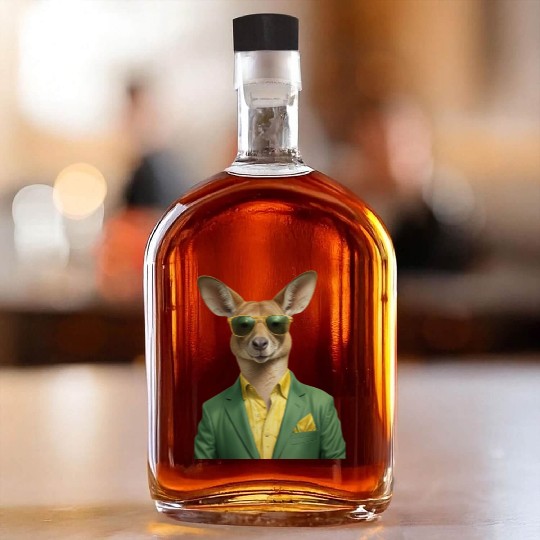 Green and Gold Kangaroo 7 Whiskey Bottles