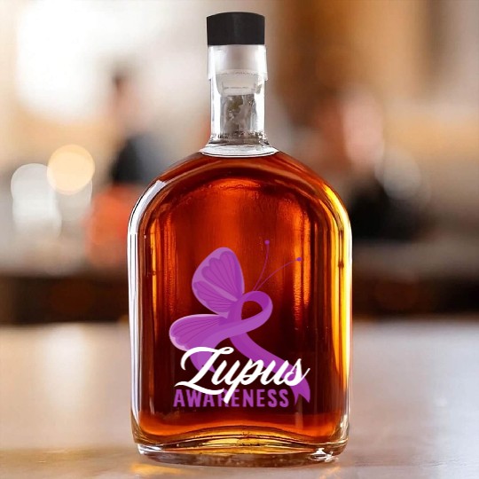 Lupus Awareness Butterfly Embrace Whiskey Bottles
