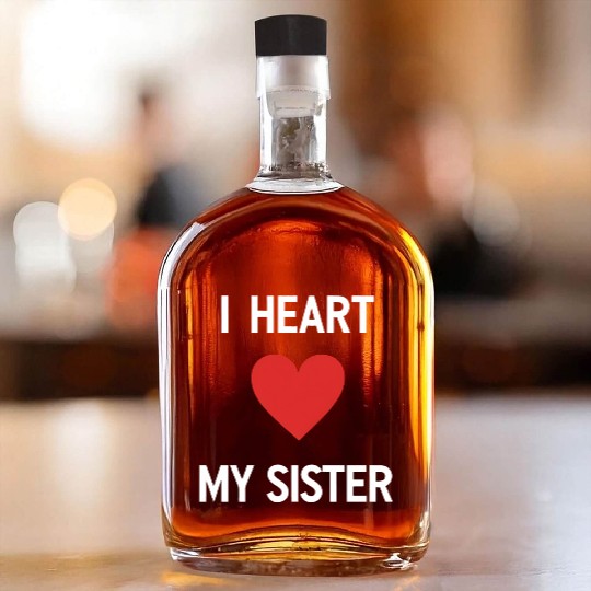 I Love My Sister Family Love Heart Gift Whiskey Bottles