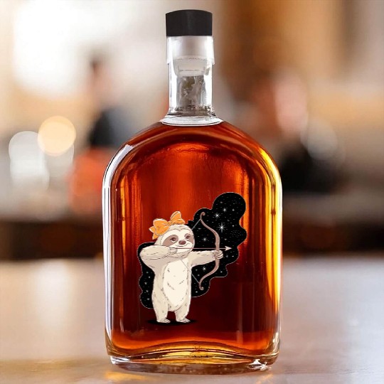 Sagittarius Zodiac Sloth Bow and Stars Whiskey Bottles