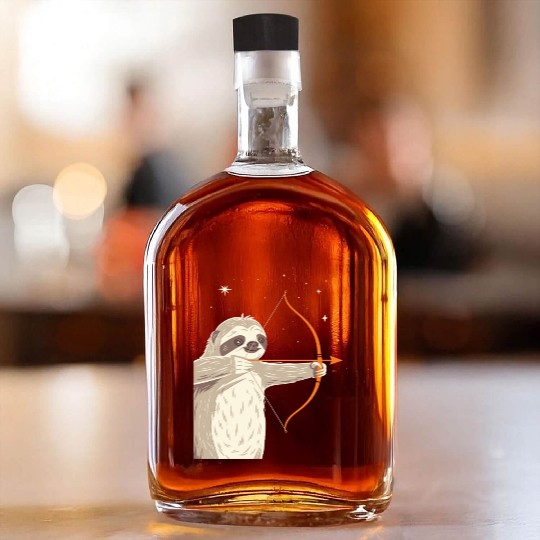 Sagittarius Zodiac Sloth Archer in the Stars Whiskey Bottles