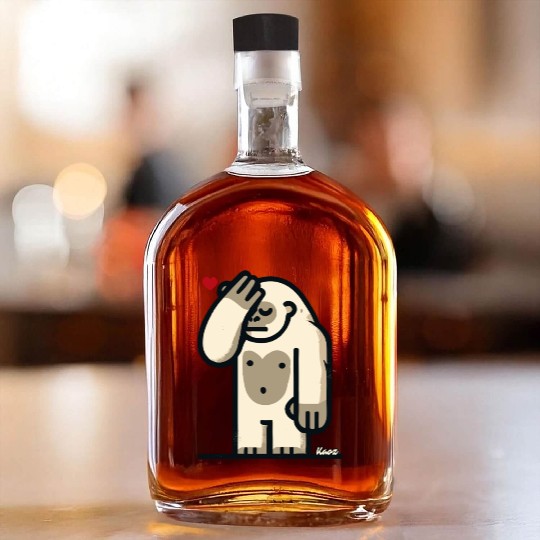 Facepalm Gorilla with Heart Above Head Whiskey Bottles