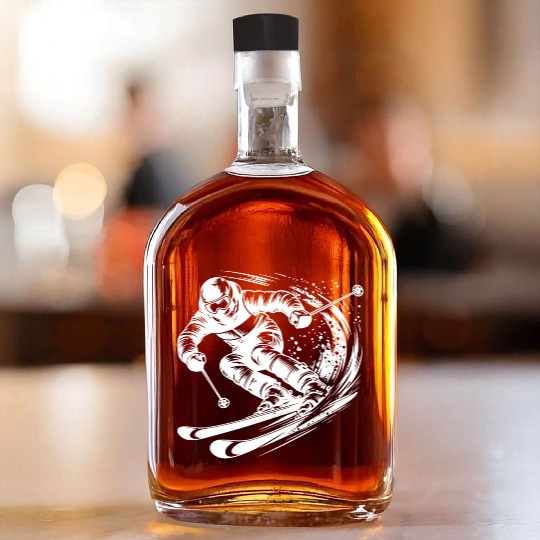 Skiing In Extreme Sport Style Downhill Skiing Whiskey Bottles