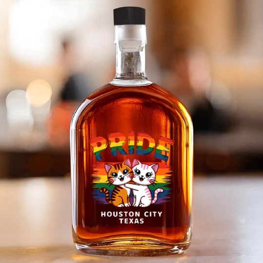 Pride Month Houston City Texas USA Rainbow Flag LG Whiskey Bottles