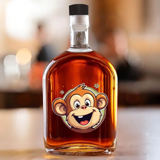 Cute Cartoon Monkey Face Whiskey Bottles