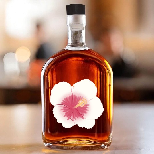 pink hibiscus flower Whiskey Bottles