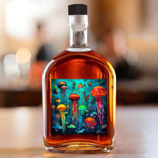Jellyfish atomic and neon. Whiskey Bottles